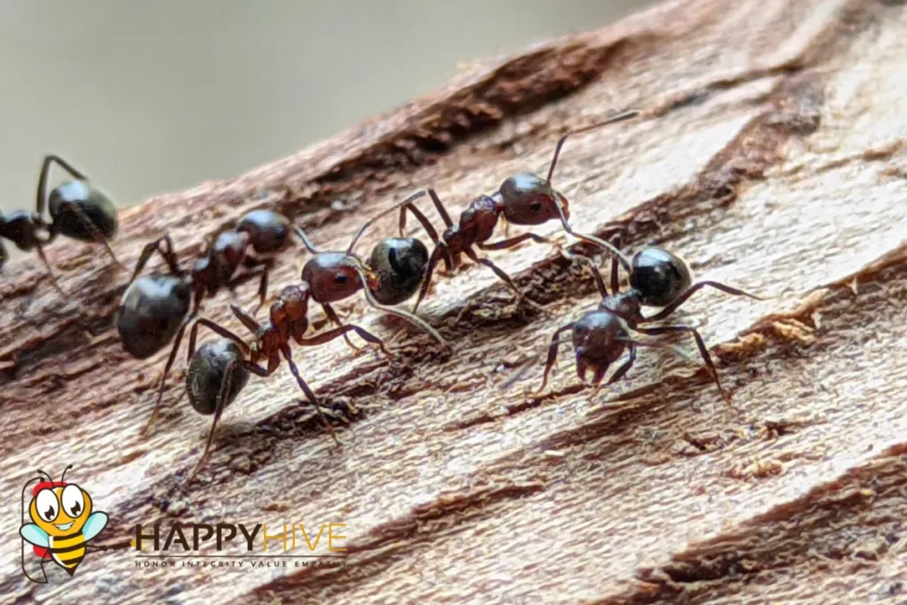ants on the wood